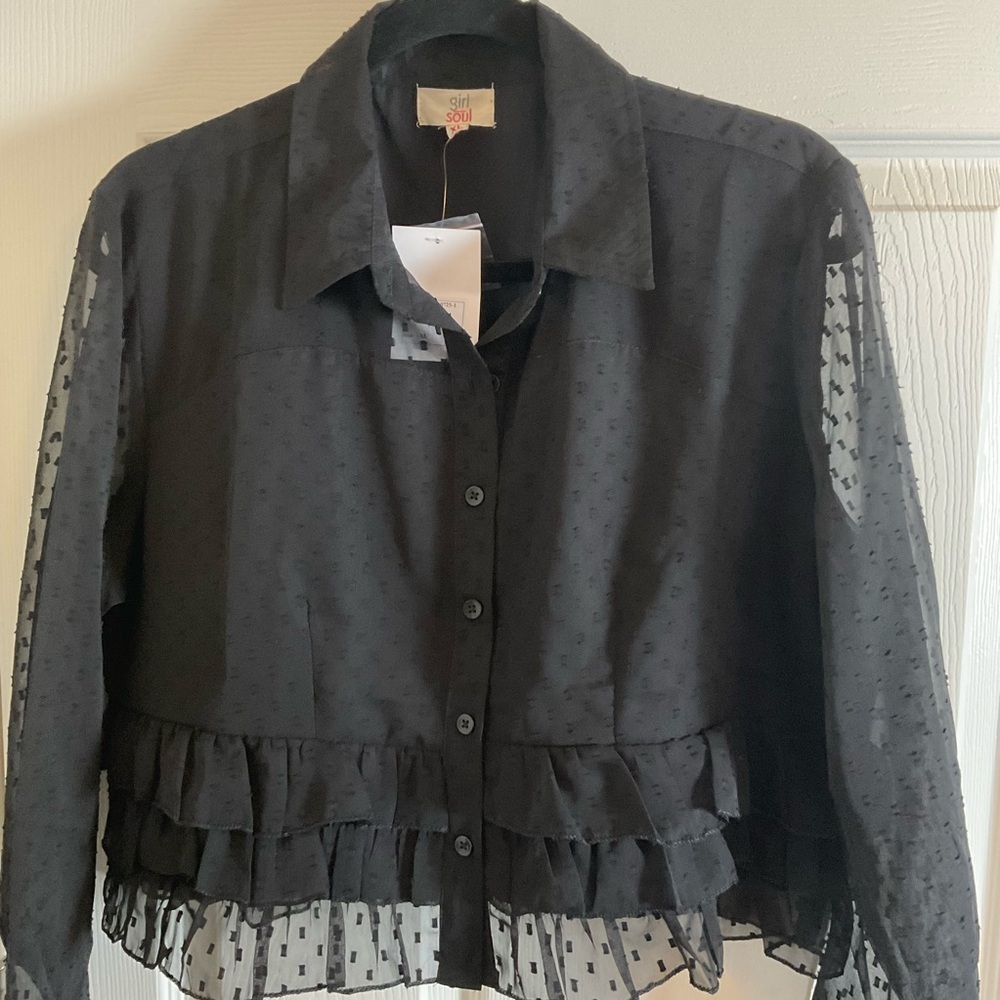 Black Ruffled Women's Top size X-Large